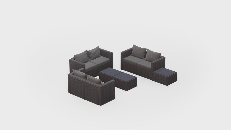 Grey Wicker / Grey Cushion::Gallery::Transformer Triple Outdoors Set - Grey Wicker with Grey Fabric Cushions - Configurations Video