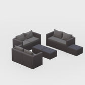 Grey Wicker / Grey Cushion::Gallery::Transformer Triple Outdoors Set - Grey Wicker with Grey Fabric Cushions - Configurations Video