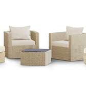 Beige Wicker / Beige Cushion::Gallery::Transformer Outdoors Set - Beige Wicker with Beige Fabric Cushions