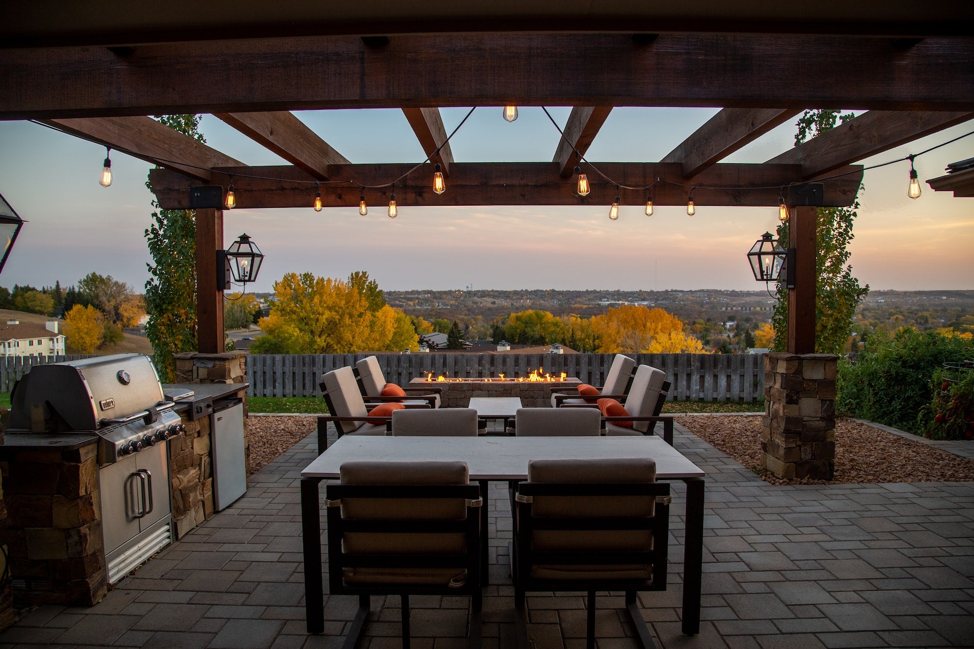 Outdoor enclosed patio set.