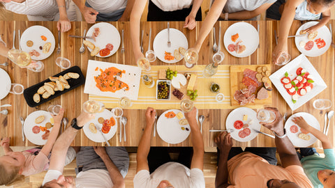 A dining table set from above