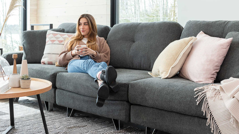 sofa and notebook on the table