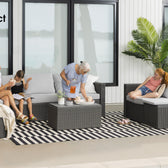 Grey Wicker / Grey Cushion::Gallery::Transformer Triple Outdoors Set - Grey Wicker with Grey Fabric Cushions - Configurations Video