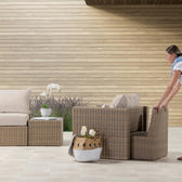 Beige Wicker / Beige Cushion::Gallery::Transformer Outdoors Set - Beige Wicker with Beige Fabric Cushions