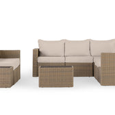 Beige Wicker / Beige Cushion::Gallery::Transformer Double Outdoors Set - Beige Wicker with Beige Fabric Cushions