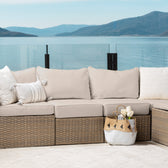 Beige Wicker / Beige Cushion::Gallery::Transformer Outdoors Set - Beige Wicker with Beige Fabric Cushions