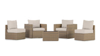 Beige Wicker / Beige Cushion::Gallery::Transformer Outdoors Set - Beige Wicker with Beige Fabric Cushions