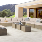 Beige Wicker / Beige Cushion::Gallery::Transformer Ultimate Outdoors Set - Beige Wicker with Beige Fabric Cushions