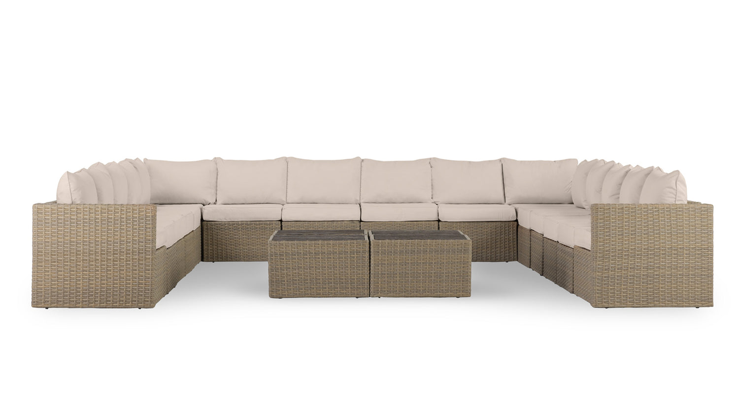 Beige Wicker / Beige Cushion::Gallery::Transformer Ultimate Outdoors Set - Beige Wicker with Beige Fabric Cushions