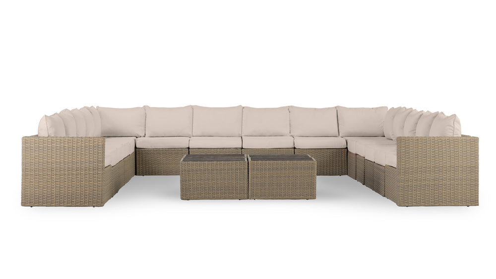 Beige Wicker / Beige Cushion::Gallery::Transformer Ultimate Outdoors Set - Beige Wicker with Beige Fabric Cushions