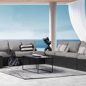 Grey Wicker / Grey Cushion::Gallery::Transformer Double Outdoors Set - Grey Wicker with Grey Fabric Cushions