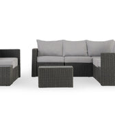 Grey Wicker / Grey Cushion::Gallery::Transformer Double Outdoors Set - Grey Wicker with Grey Fabric Cushions