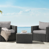 Grey Wicker / Grey Cushion::Gallery::Transformer Outdoors Set - Grey Wicker with Grey Fabric Cushions