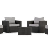 Grey Wicker / Grey Cushion::Gallery::Transformer Outdoors Set - Grey Wicker with Grey Fabric Cushions