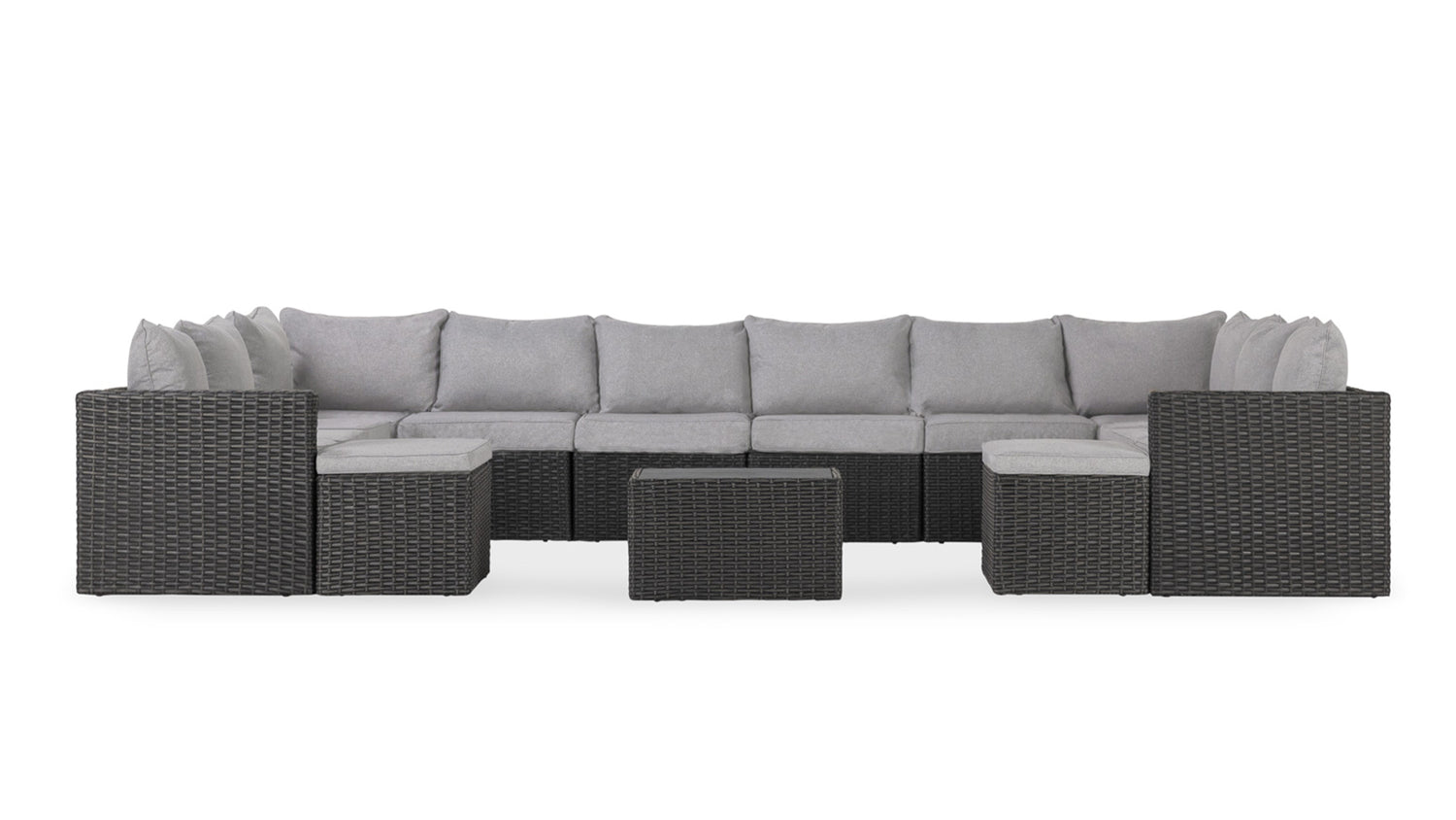 Grey Wicker / Grey Cushion::Gallery::Transformer Triple Outdoors Set - Grey Wicker with Grey Fabric Cushions