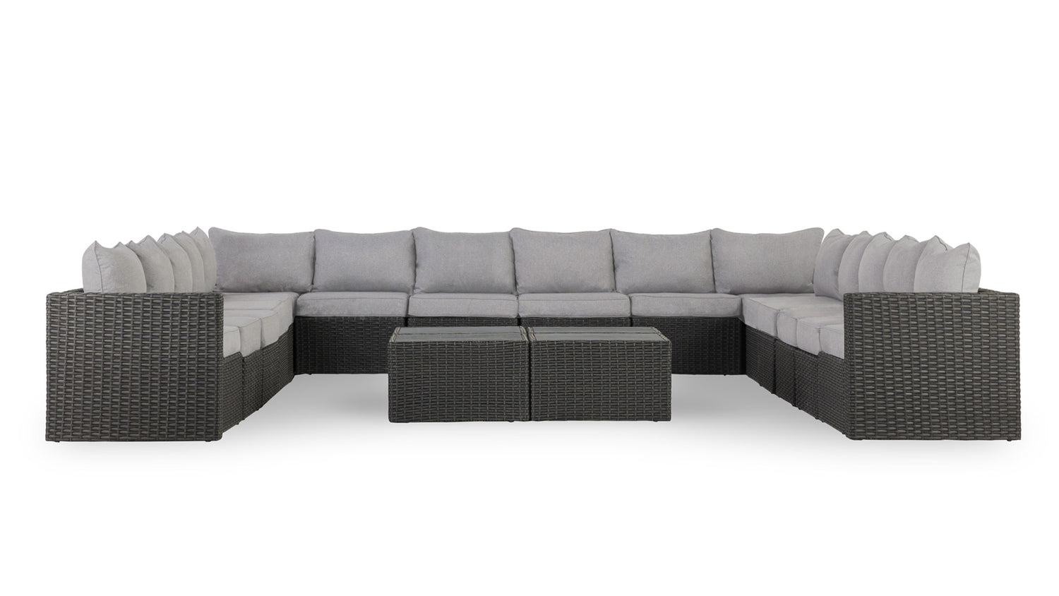 Grey Wicker / Grey Cushion::Gallery::Transformer Ultimate Outdoors Set - Grey Wicker with Grey Fabric Cushions