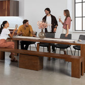 American Walnut::Gallery::Expanded American Walnut Transformer Table Shown with Bench