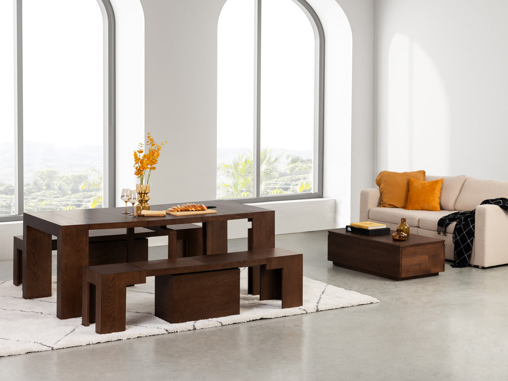 Brazilian Sequoia::Gallery::Brazilian Sequoia Transformer Table Shown with Removable Panels