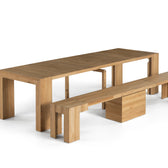 Scandinavian Oak::Gallery::Expanded Scandinavian Oak Transformer Table Shown with Bench